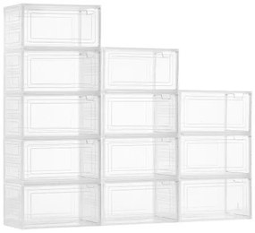 VEVOR Shoe Storage Boxes 12PCS Stackable Shoe Boxes US Size 13 Transparent White