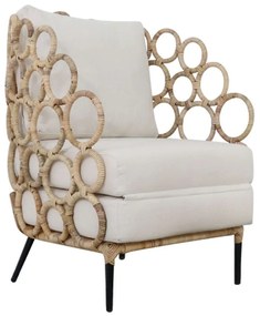 Πολυθρόνα HM9341 60x75x81cm Rattan-Μέταλλο Natural Rattan, Metal