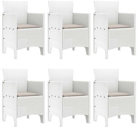 vidaXL Σέτ φαγητού για κήπο 7 pcs Λευκό Rattan Polt