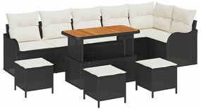 vidaXL Σετ Καναπέ Κήπου Ρυθμιζόμενο ύψος 10 pcs Μαύρο συνθετικό ρατάν