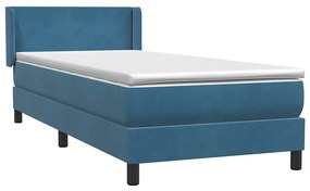 vidaXL Κρεβάτι Boxspring με Στρώμα Σκούρο Μπλε 100x210 εκ. Βελούδινο