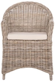 Καρέκλα - Πολυθρόνα KEYLA C9536 Καφέ Rattan με Εκρού Μαξιλάρι 63x65x87Υεκ. 63x65x87 εκ.