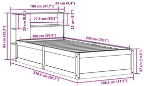 Σκελετός Κρεβ. Χωρίς Στρώμα Καφέ Κεριού 100x200 εκ Μασίφ Πεύκο - Καφέ