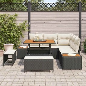 vidaXL Σετ Καναπέ Κήπου με μαξιλάρι 8 pcs Μαύρο Πολυ ράταν