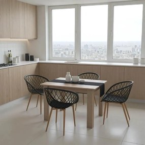 Σετ Τραπεζαρία Manka-Ezra σετ 5τεμ σε sonoma-μαύρη απόχρωση 110x80x77εκ 110x80x77 εκ.