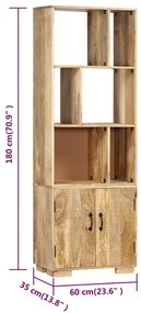 vidaXL Βιβλιοθήκη 60 x 35 x 180 εκ. από Μασίφ Ξύλο Μάνγκο