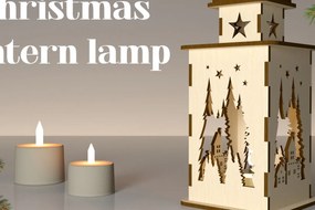 Σετ των 2 Intra απο ξύλο plywood 3mm-4mm πάχος Χριστουγεννιάτικο φανάρι με λέιζερ. Λάμπα λέιζερ Δίασταση 15x15 cm INTRAFABR-81344894