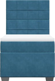 vidaXL Κρεβάτι Boxspring με Στρώμα Μπλε 80 x 200 εκ. Βελούδινο