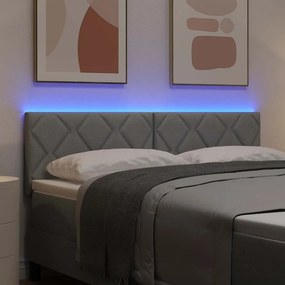 vidaXL LED κεφαλάρι Ανοιχτό γκρι 144 cm ύφασμα