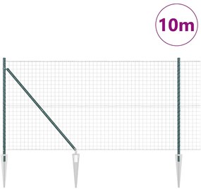 vidaXL Φράχτης με Στήλες. Πράσινο 1.4 x 10 m Ατσάλι