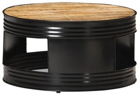 vidaXL Τραπέζι Σαλονιού Μαύρο 68x68x36 εκ. Μασίφ Ακατέργ. Ξύλο Μάνγκο
