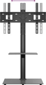 vidaXL Βάση Τηλεόρασης Γωνιακή 2 Επιπέδων για 32-65 Ιντσών Μαύρη