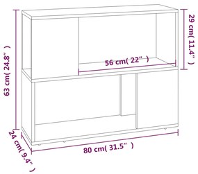 Βιβλιοθήκη/Διαχωριστικό Χώρου Γκρι Sonoma 80 x 24 x 63 εκ. - Γκρι