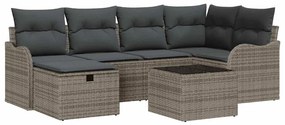 vidaXL Σετ Καναπέ Κήπου με μαξιλάρι 7 pcs Γκρι Πολυ ράταν