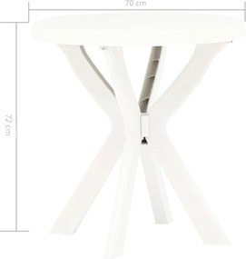 vidaXL Τραπέζι Bistro Λευκό Ø70 εκ. Πλαστικό