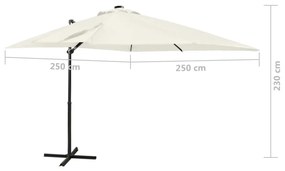 Ομπρέλα Κρεμαστή με Ιστό και LED Χρώμα Άμμου 250 εκ. - Μπεζ