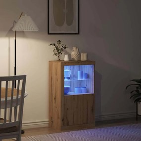 vidaXL Πλευρικό Τραπέζι LED 60,5 x 37 x 100 εκ Επεξεργασμένο Ξύλο