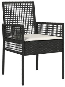 vidaXL Σέτ φαγητού για κήπο 7 pcs Μαύρο Πολυ ράταν