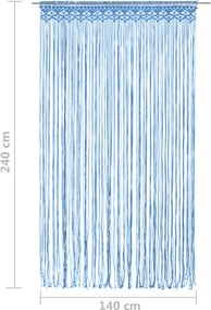 vidaXL Κουρτίνα Μακραμέ Μπλε 140 x 240 εκ. Βαμβακερή