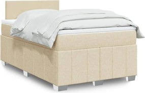 vidaXL Κρεβάτι Boxspring με Στρώμα Κρεμ 120x200 εκ. Υφασμάτινο