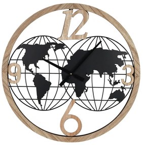 Ρολόι Τοίχου Woglo 351-000011 Φ60x3cm Natural-Black Inart Metal