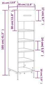 Παπουτσοθήκη Γκρι Sonoma 30x35x105 εκ. από Επεξεργασμένο Ξύλο - Γκρι