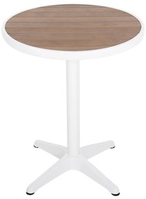 ΤΡΑΠΕΖΙ ΑΛΟΥΜΙΝΙΟΥ ΣΤΡΟΓΓΥΛΟ ALEXA  ΛΕΥΚΟ-POLYWOOD TOP ΦΥΣΙΚΟ Φ60x73Υεκ.