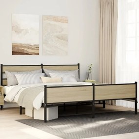 VidaXL Σκελετός Κρεβ. Χωρίς Στρώμα Sonoma Δρυς 180x200 εκ. Μεταλλικό
