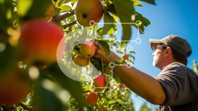 Intra Συλλεκτικό Ξύλινο Παζλ Plywood 4mm - Άνθρωπος που μαζεύει μήλα από μια μηλιά σε ένα περιβόλι Σε Ξύλινο Κουτί - Διαστάσεις: 10x10 cm – 25 κομμάτια