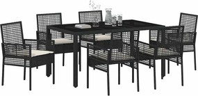 vidaXL Σέτ φαγητού για κήπο 7 pcs Μαύρο συνθετικό ρατάν