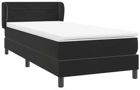 vidaXL Κρεβάτι Boxspring με Στρώμα Μαύρο 80x220 εκ. Βελούδινο