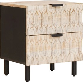 vidaXL Κομοδίνο 2 pcs Λευκό 40 x 33 x 46 εκ. Στερεό ξύλο μάνγκο