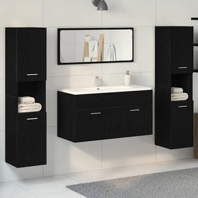 vidaXL Σετ Επίπλων Μπάνιου 4 pcs Μαύρη Οξυά Επεξεργασμένο ξύλο
