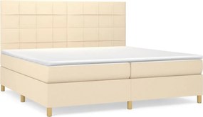 vidaXL Κρεβάτι Boxspring με Στρώμα Κρεμ 200x200 εκ. Υφασμάτινο