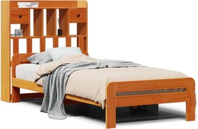 vidaXL Κρεβάτι Βιβλιοθήκη Χωρίς Στρώμα 75x190 εκ Μασίφ Ξύλο Πεύκου