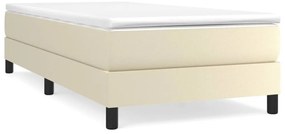 vidaXL Κρεβάτι Boxspring με Στρώμα Κρεμ 100x200εκ. από Συνθετικό Δέρμα