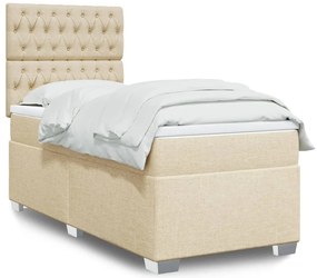 vidaXL Κρεβάτι Boxspring με Στρώμα Κρεμ 80 x 200 εκ. Υφασμάτινο