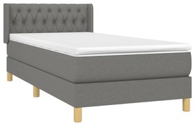 Κρεβάτι Boxspring με Στρώμα Σκούρο Γκρι 90x190 εκ. Υφασμάτινο - Γκρι