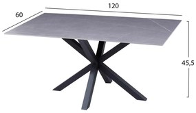 ΤΡΑΠΕΖΙ ΣΑΛΟΝΙΟΥ HM9470.05 GREY MARBLE-ΜΑΥΡΗ ΜΕΤΑΛ.ΒΑΣΗ 120x60x45,5Yεκ.