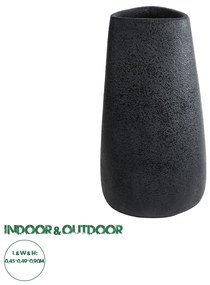 20709 GloboStar® Artificial Garden CHLOE 20709 Επιδαπέδιο Πολυεστερικό Τσιμεντένιο Κασπώ Γλάστρα - Flower Pot Μαύρο Μ45 x Π49 x Υ90cm