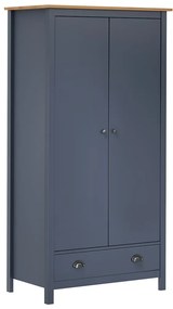 vidaXL Ντουλάπα Hill Δίφυλλη Γκρι 89x50x170 εκ. Μασίφ Ξύλο Πεύκου