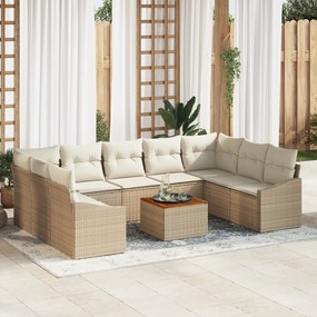 vidaXL Σετ Καναπέ Κήπου 10 pcs Beige, λευκό 55 x 55 x 37 εκ