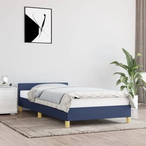 vidaXL Πλαίσιο Κρεβατιού με Κεφαλάρι Μπλε 90x190 εκ Υφασμάτινο