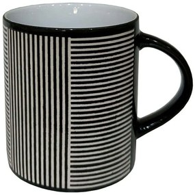 Κούπα Lines 028858 8x8x10cm White-Black Πηλός