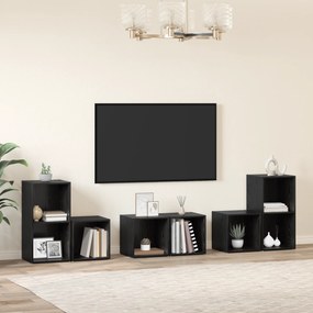 vidaXL με ράφι με αποθήκευση 6 pcs Μαύρη Οξυά Επεξεργασμένο ξύλο
