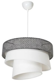 GloboStar® SIERA 203-0170 Μοντέρνο Κρεμαστό Φωτιστικό Καπέλο Μονόφωτο 1 x E27 IP20 Γκρι & Λευκό Ύφασμα - Μ38 x Π38 x Υ95cm