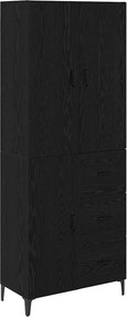 vidaXL Highboard Μαύρη Οξυά 69,5 x 34 x 180 εκ. Επεξεργασμένο Ξύλο