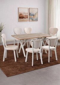 Stewehome Σετ Τραπεζαρίας 6 Ατόμων Δρυς Κρεμ 120x80x75 cm