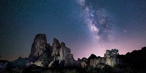 Εικόνα έναστρο ουρανό πάνω από βράχους - 120x60