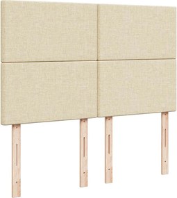 vidaXL Κρεβάτι Boxspring με Στρώμα Κρεμ 140x190 εκ. Υφασμάτινο